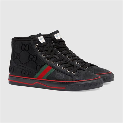 gucci trainers black mens|black gucci sneakers for men.